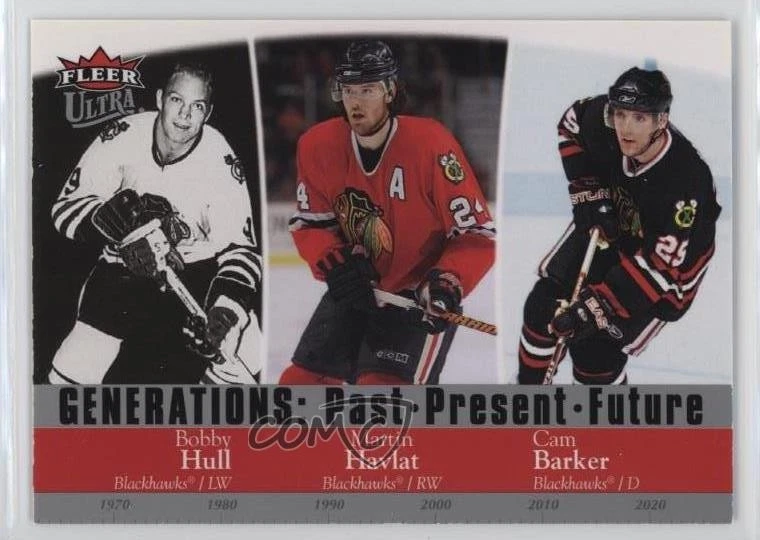 2007 Fleer Ultra Generations: Past Present Future Bobby Hull Martin Havlat HOF - Image 1 of 2