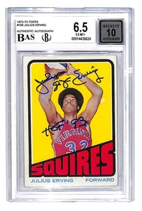 1972 Topps Julius Erving firmado #195 radiocontrol novato BGS 6,5 automático 10 PRISTINE HOF 93 - Imagen 1 de 2