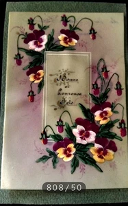 Nr. 808/50 1 alte Postkarte CELLULOID handbemalt Frohe Festtage - Bild 1 von 2