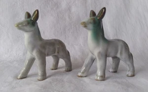 "Par 2 Redware esmaltado vintage 3"" burro cebra ocupado Japón Zorse Quagga reparación" - Imagen 1 de 15