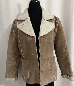 Steve Madden Real Suede Leather Coat Women’s Medium Tan, Faux Shearling Lined - Picture 1 of 10