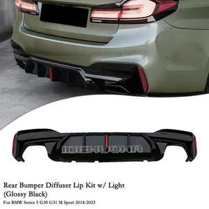 Heckstoßstange Diffusor Lippe Mit Licht Für BMW 5er G30 G31 M Sport 2018-2023 - Picture 1 of 6