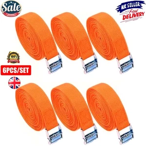 6 x Heavy Duty Ratchet Tie Down Straps Car Roof Rack Belts Quick Release 2.5M UK - Picture 1 of 12