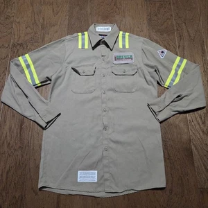 Bulwark FR Shirt Men's Medium Flame Resistant Button Western Utility Reflective - Picture 1 of 7