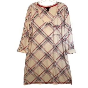 Soma Intimates Cool Nights Sleepshirt Womens XL Cream Plaid Night Shirt Pajamas - Picture 1 of 7