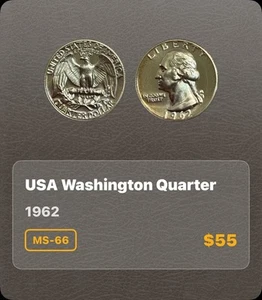 1962 USA ~ 25C Silver Quarter PROOF! Beautiful Coin With Original Luster!! - Picture 1 of 9