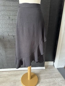 Black Wrap Around Skirt Lightweight Polyester Elastane Small 10/12 - Picture 1 of 7