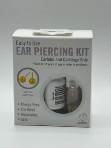 STUDEX EAR PIERCING KIT 4MM GOLD PLATED STAINLESS STEEL BALL - Picture 1 of 1