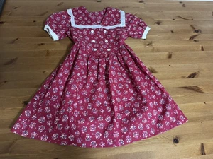 L. A. Touch Girls 10 Dark Rose Floral Lace Trim Dress USA Vintage - Picture 1 of 9