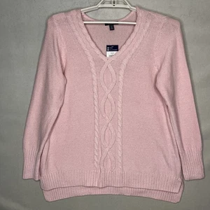 Chaps Sweater Ralph Lauren Womens 1X Pullover Metallic Pink Sparkle Cozy NEW - Picture 1 of 10
