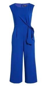 TAHARI ärmelloser royalblauer Cropped-Overall mit Seitenbindung Gr. 4 Taschen Reißverschluss - Bild 1 von 10
