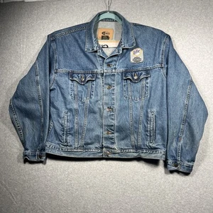 Vintage ID Wear Denim Jacket Mens XL Miller Lite Harley Davidson Patch READ - Picture 1 of 16