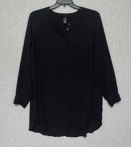 Lane Bryant Popover Top 18/20 schwarz leicht Split Back Office Goth Corporate - Bild 1 von 10