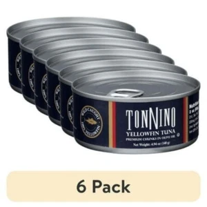 (6 pack) Tonnino Premium Yellowfin Tuna Chunks in Olive Oil, 4.94 oz, Can - Picture 1 of 5