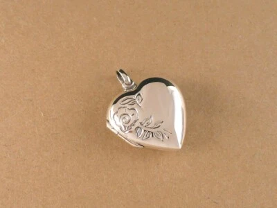 Anhänger 925 Sterling Silber Herz Medaillon Fotos Liebe Blumen - Bild 1 von 3