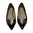 JIMMY CHOO Studded clear PVC Black leather point toe Ballet flats size 37 US 7