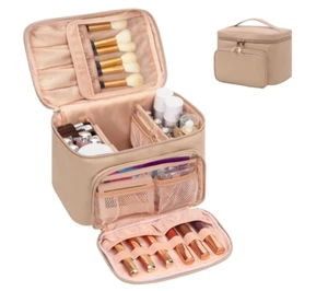 Large Makeup Bag, Portable Travel Makeup Bag for Women with Makeup Brush Compart - Picture 1 of 11