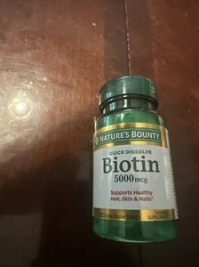 Nature's Bounty Biotin 5,000 mcg 60 Quick Dissolve Tablets Exp 01/26 - Picture 1 of 1