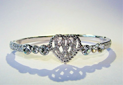 GIVENCHY BRACCIALETTO CON CERNIERA CUORE TONO ARGENTO STRASS CRISTALLO