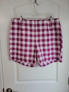 C. EST. 1946 Full Bloom Clover Pull On Shorts Purple Plaid Women's 16W - Picture 1 of 6