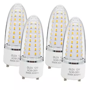 GU24 LED Light Bulbs 3000K 12W 1200lm Replace for Twisted 4 Pack Warm White - Picture 1 of 8