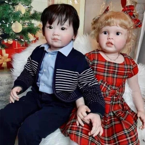 Muñeca renacida terminada de 30 pulgadas 2 piezas muñeca pequeña pelo enraizado con cuerpo de tela regalo - Imagen 1 de 3