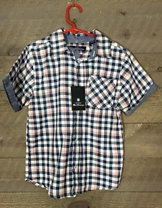 Ben Sherman Short Sleeve Button Down Plaid Shirt Boys 8 NWT - Picture 1 of 3