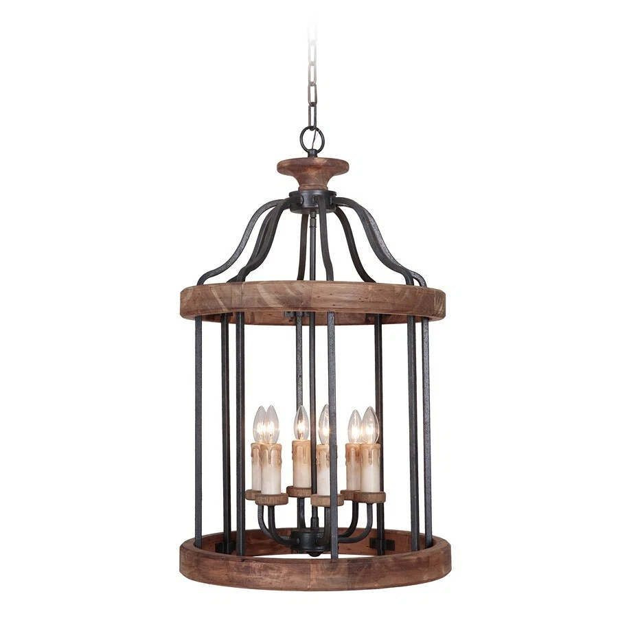 Craftmade 36536-tbwb Ashwood 6 Light Foyer in Textured Black/whiskey Barrel