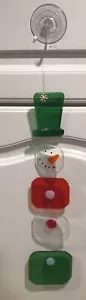 HANDMADE STAINED GLASS SNOWMAN SUNCATCHER (BEAUTIFUL WINTER DECOR PIECE!) - Picture 1 of 8