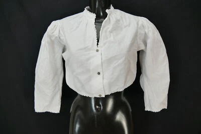 Gr.42 Dirndlbluse weiß Bluse für Dirndl Badego Baumwolle mit Spitze B10640 - Bild 1 von 4