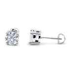 Solitaire Screw Back Stud Earring Round Cubic Zirconia Solid 925 Sterling Silver