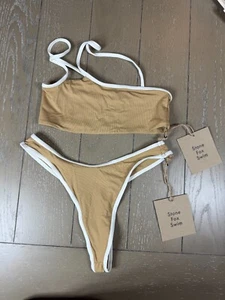 Stone Fox Swim x Bikini Set Ibiza Top Tannin Echo Bottom (thong) Size XS - Picture 1 of 10