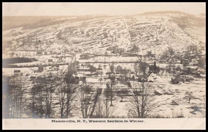 Masonville, New York, Birdseye View, Delaware County, Real Photo Postcard RPPC - Picture 1 of 5