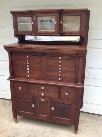 Antique 1917 Mahogany Dental Cabinet Cover