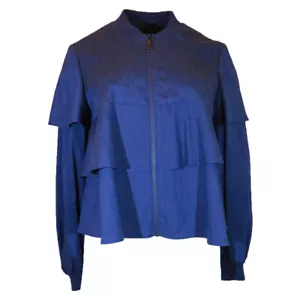 BCBGMAXAZRIA Giacca donna in misto lino con volant, taglia-S - Foto 1 di 3