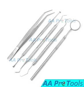 Juego dental de acero inoxidable 5 en 1 kit de limpieza oral para dentista sonda pinzas PR-429 - Imagen 1 de 3