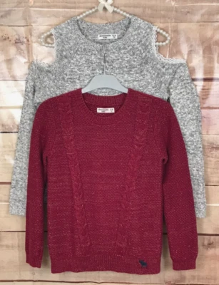 Juego de 2 suéteres informales de punto ABERCROMBIE para niña 9/10 y 13/14 borgoña y gris Foto 1 de 4