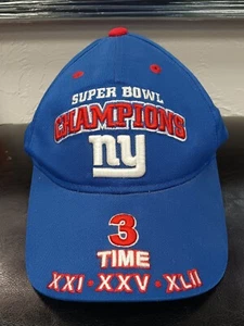 New York Giants Super Bowl Champions Three Time NFL Team Apparel Hat Cap Used - Picture 1 of 4