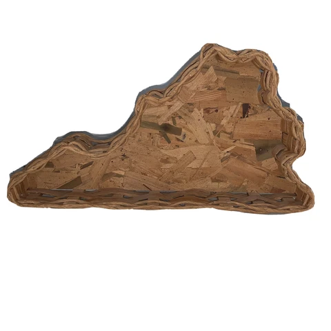 Virginia State Shaped Wicker Basket, pressed wood bottom Cover