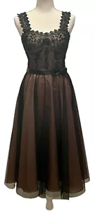 Vtg Y2K Royalty Black Tulle Overlay Beaded Bodice Wedding Party Dress Junior 3/4 - Picture 1 of 12