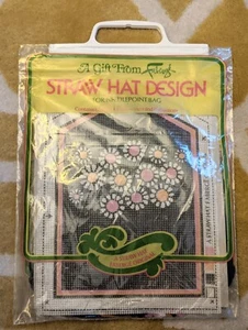 FLOWERS Straw Hat Design for Needlepoint Bag Faberge Vtg Craft Kit NEW SEALED - Picture 1 of 6