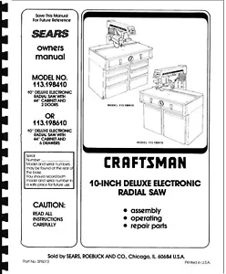 Sears Craftsman seghetto radiale a braccio manuale n.113.198610 - Foto 1 di 1