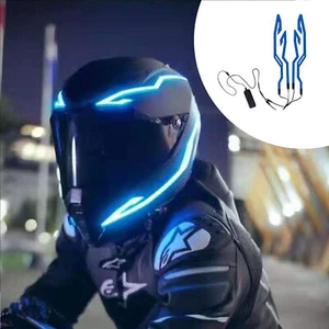 LED Light Motorcycle Helmet Kits Night Riding Signal Flashing Strip Bar 3 Modes - Foto 1 di 17
