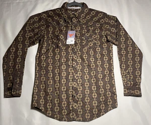 Youth Cowboy Hardware Western Shirt Brown XL (14/16) Long Sleeve Tonal Aztec NWT - Picture 1 of 7