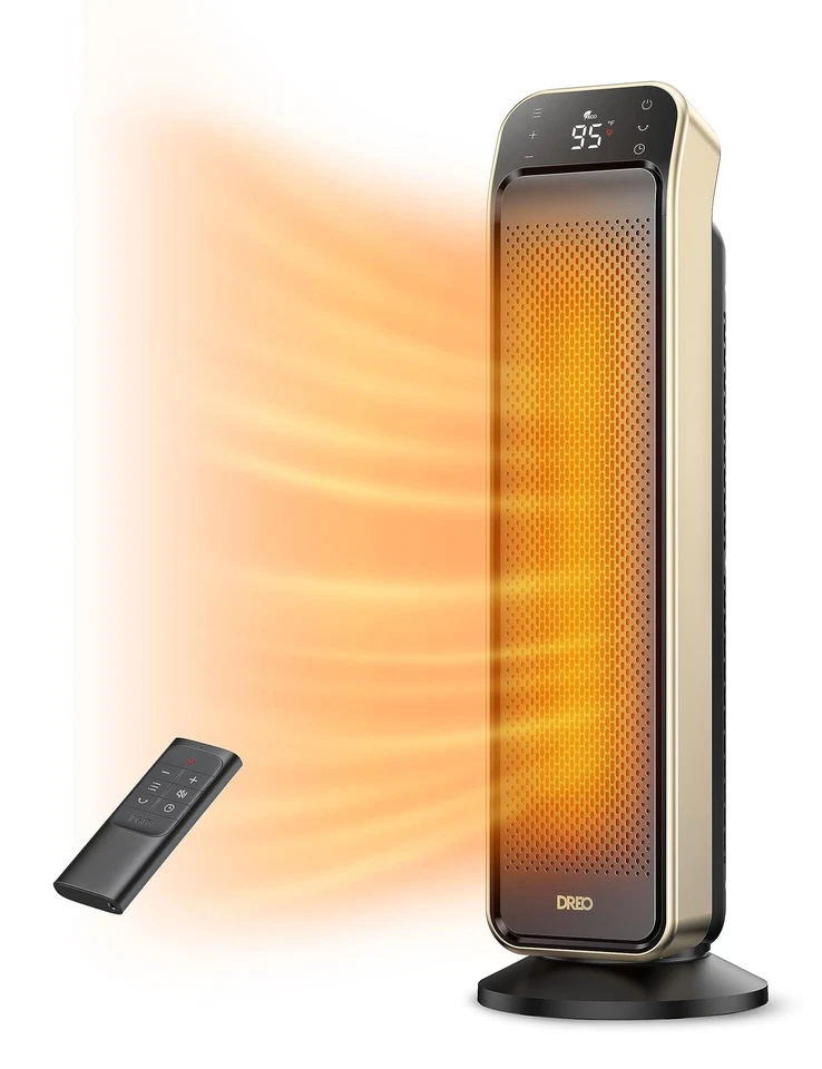 Dreo Portable Space Heater 25" Tower Heater with Remote and Thermostat 3 Modes