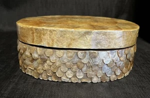 Vintage Oval Trinket Jewelry Box Iridescent White Gold Capiz Shell Medium-Large - Picture 1 of 9
