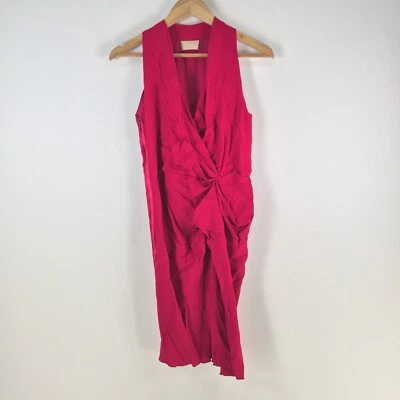 Lanvin dress womens 38 aus 8 lipstick pink sleeveless Vneck pencil 123631 - Image 1 of 4
