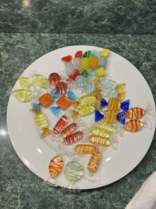 LOTE de 32 piezas de caramelo envueltas en vidrio artístico soplado a mano estilo Murano de colección sin chip - Imagen 1 de 8