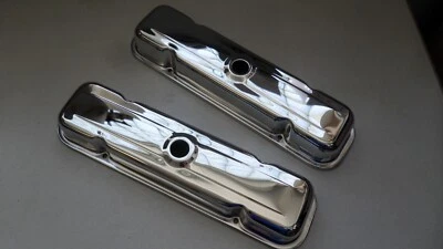 59-79 Pontiac 326 455 Stock Style Chrome Valve Covers Trans Dapt 9461 02DB5 ZZ - Image 1 of 4
