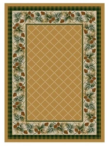 PINE CREEK PINECONE BORDER DESIGN AREA RUG - 5' X 8' - MAIZE - Picture 1 of 1